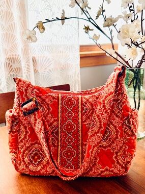 Vera Bradley Red Quilted Floral Shoulder Bag